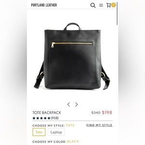 Premium Black Portland Leather Goods Tote Backpack